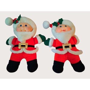 2 Different Vintage Cabbage Patch 1992  Santa Claus Plush Dolls Red White